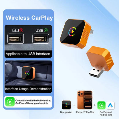 Mini Orange Cube Pro 3.0 Wireless CarPlay & Android Auto Adapter 2026– Plug & Play, Fast Auto-Reconnect