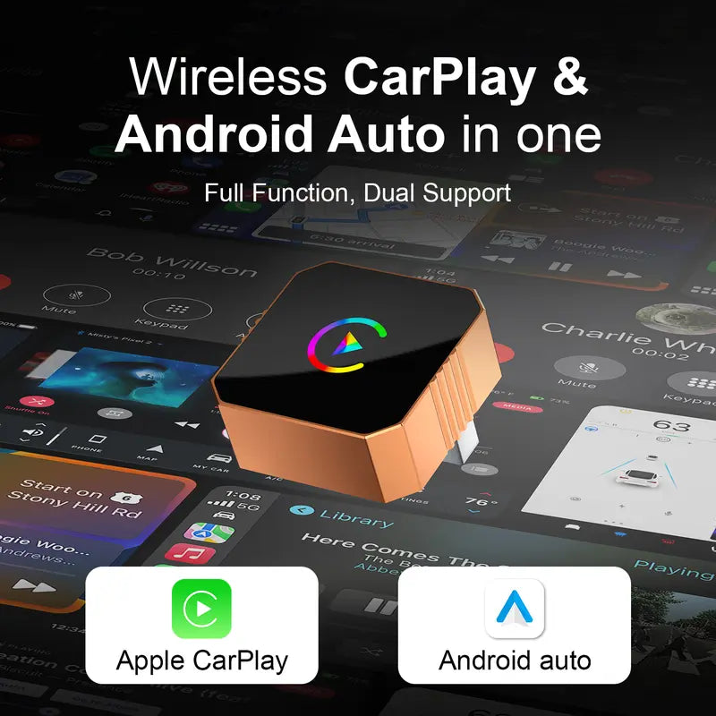 Mini Orange Cube Pro 3.0 Wireless CarPlay & Android Auto Adapter 2026– Plug & Play, Fast Auto-Reconnect