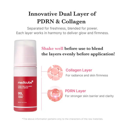 [NEW] [medicube] PDRN Pink Collagen Bubble Serum | Dual-Layer Micro-Bubble K-Beauty Serum for Firm, Plump & Radiant Skin | Hydrating, Healthy-looking Glow | PDRN, Collagen, Niacinamide