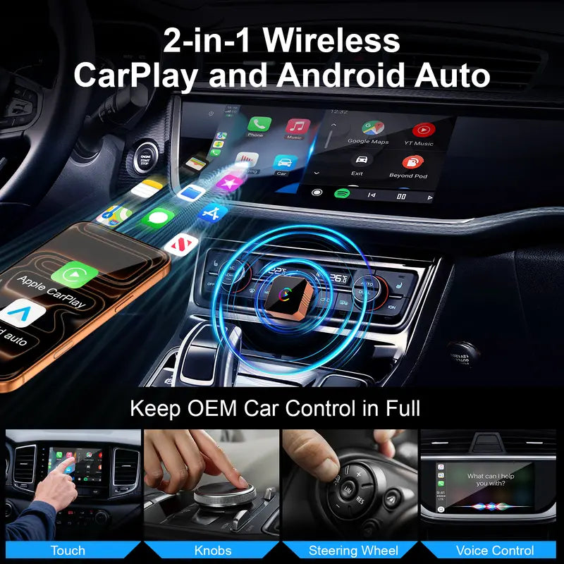 Mini Orange Cube Pro 3.0 Wireless CarPlay & Android Auto Adapter 2026– Plug & Play, Fast Auto-Reconnect