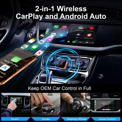 Mini Orange Cube Pro 3.0 Wireless CarPlay & Android Auto Adapter 2026– Plug & Play, Fast Auto-Reconnect