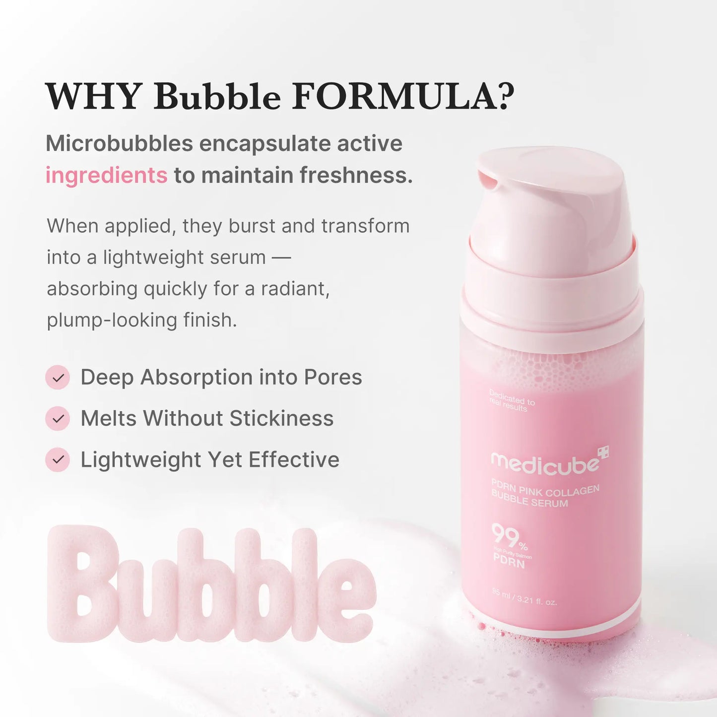 [NEW] [medicube] PDRN Pink Collagen Bubble Serum | Dual-Layer Micro-Bubble K-Beauty Serum for Firm, Plump & Radiant Skin | Hydrating, Healthy-looking Glow | PDRN, Collagen, Niacinamide