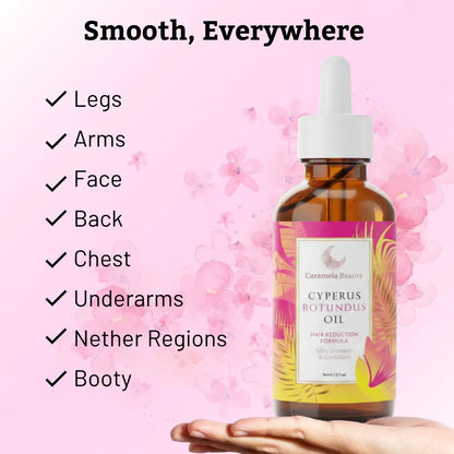 Caramela Beauty Cyperus Rotundus Oil for Natural Hair Reduction - 60ml/2oz