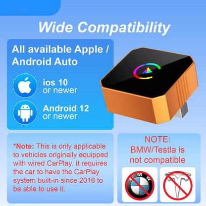 Mini Orange Cube Pro 3.0 Wireless CarPlay & Android Auto Adapter 2026– Plug & Play, Fast Auto-Reconnect